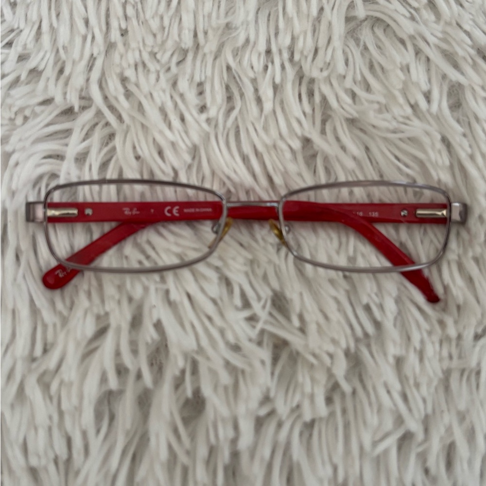 Rayban Red Rectangular Eyeglasses - Picture 3 of 9